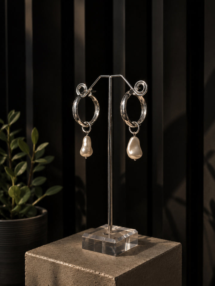 Swarovski pearl hoops